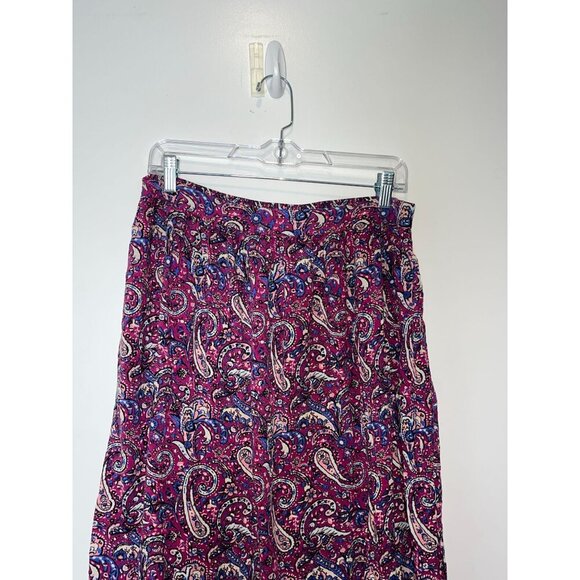 Nanette Lepore Purple & Blue Asymmetrical Paisley Cotton Blend Women's Skirt L - Picture 4 of 10